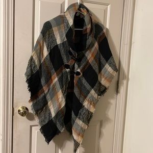 Apt 9 Plaid button shawl - One Size